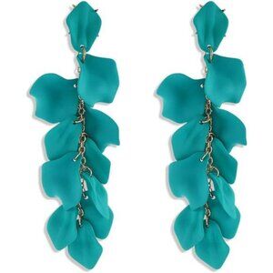 Acrylic Rose Petal Earrings Dangle Flower Earrings Girls and Woman Green
